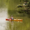 Fisherman Fishing Casting from a Kayak Royalty Free Stock Photo